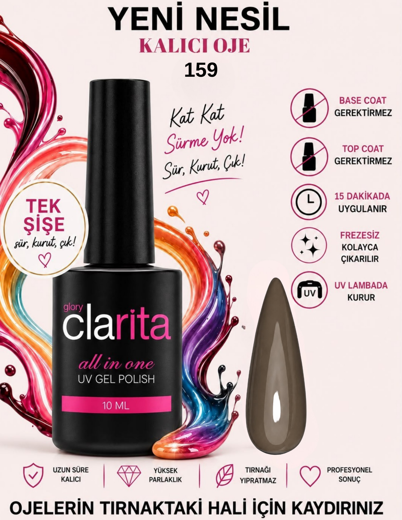 All in One Yeni Nesil Kalıcı Oje Uv Gel Polish 159