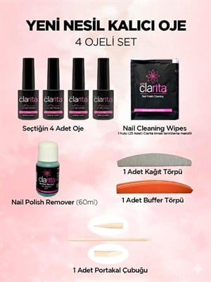 Yeni Nesil Kalıcı Oje Seti 4 Ojeli Cihazsız