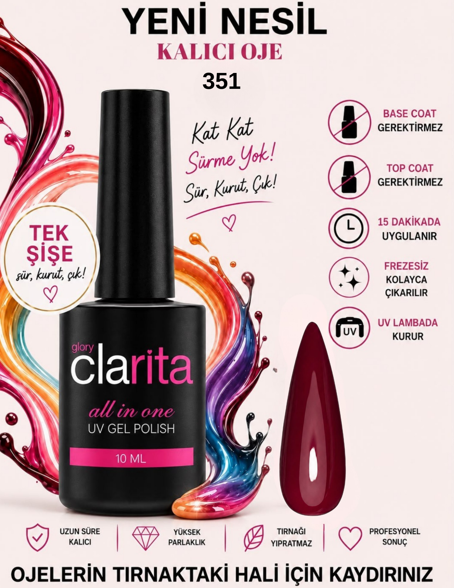 All in One Yeni Nesil Kalıcı Oje Uv Gel Polish 351