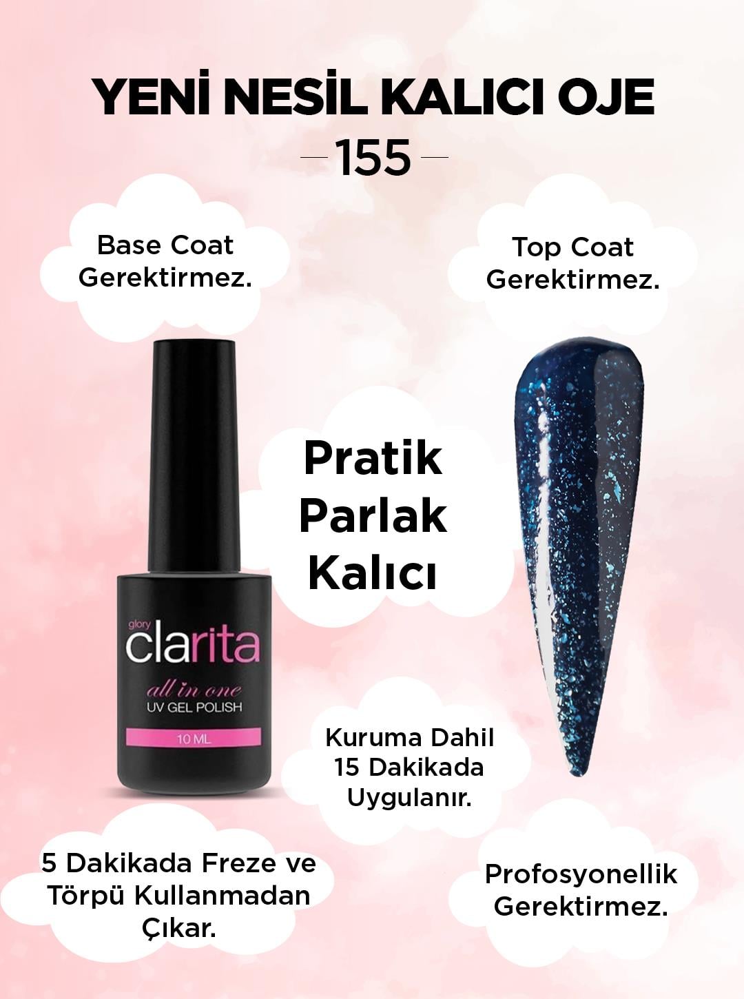 All in One Yeni Nesil Kalıcı Oje Uv Gel Polish 155