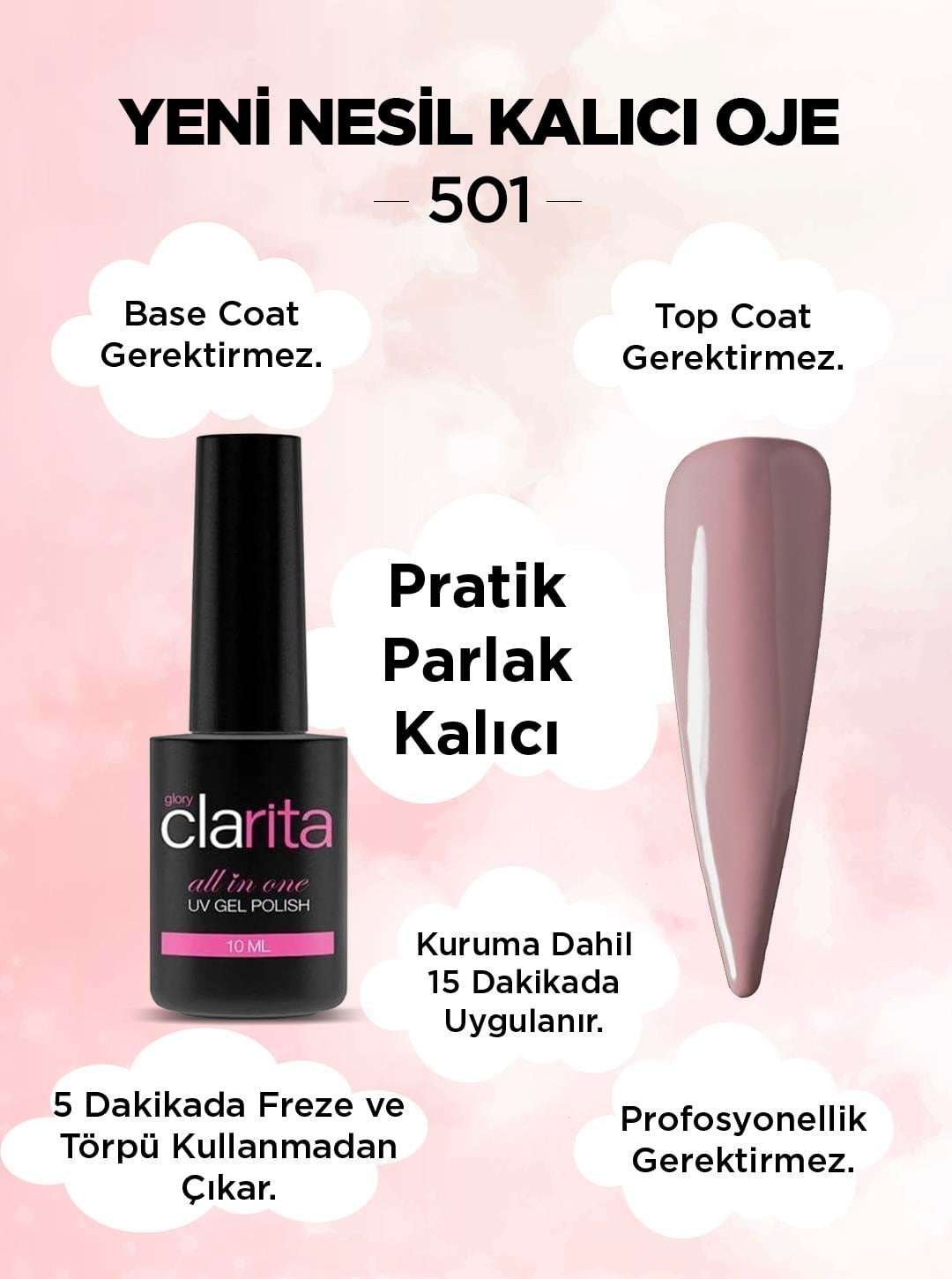 All in One Yeni Nesil Kalıcı Oje Uv Gel Polish 501