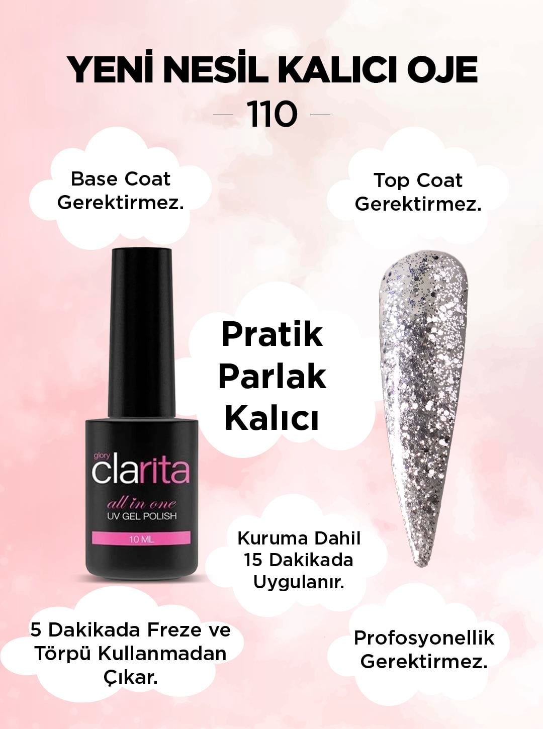All in One Yeni Nesil Kalıcı Oje Uv Gel Polish 110
