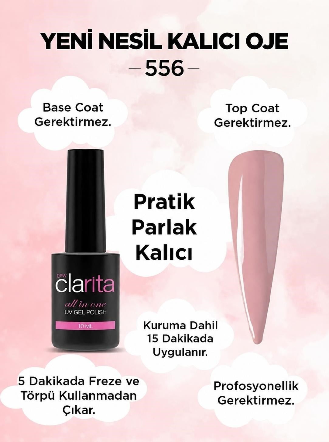 All in One Yeni Nesil Kalıcı Oje Uv Gel Polish 556