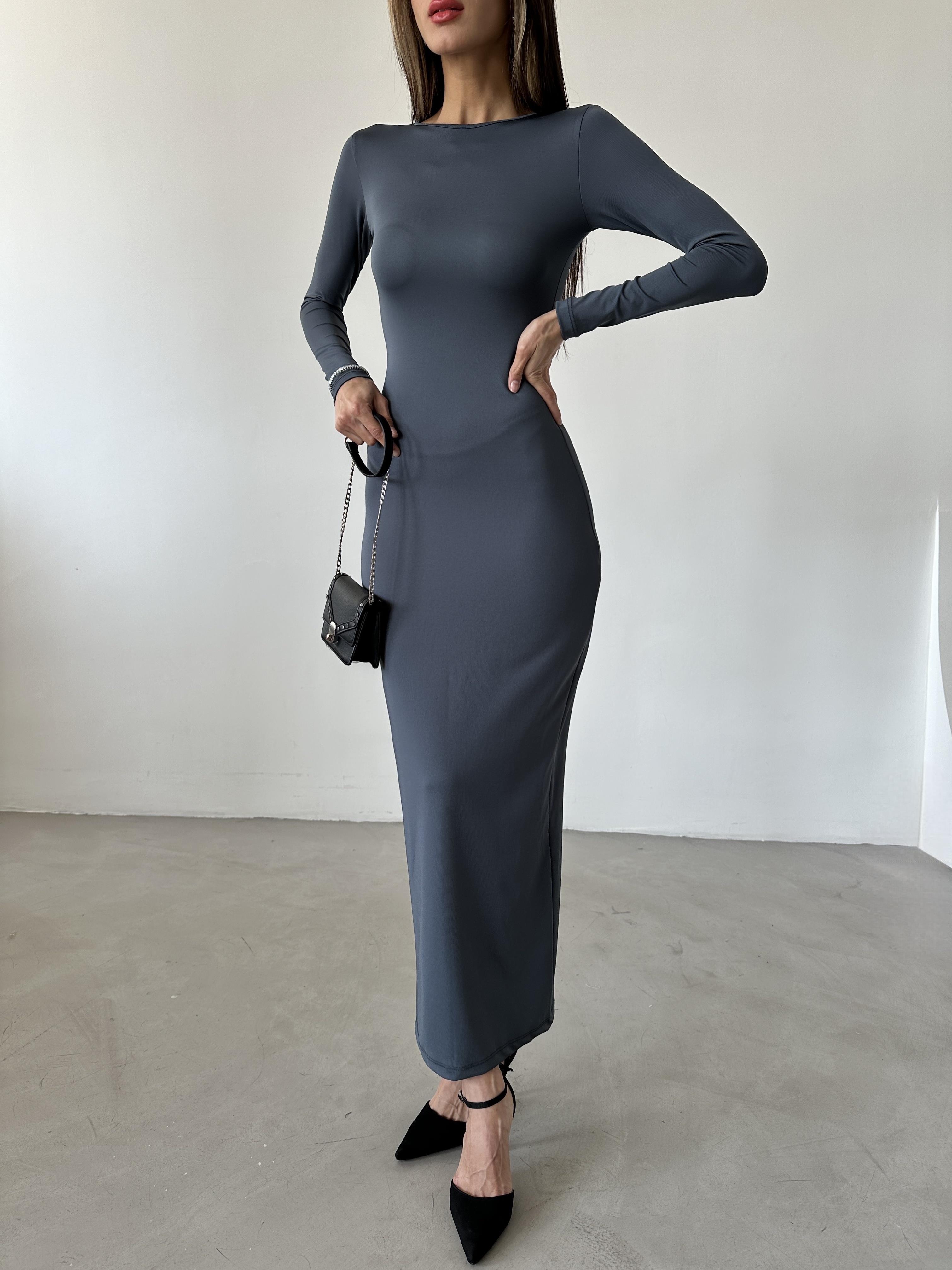 Uzun Kol Toparlayıcı Antrasit Elbise