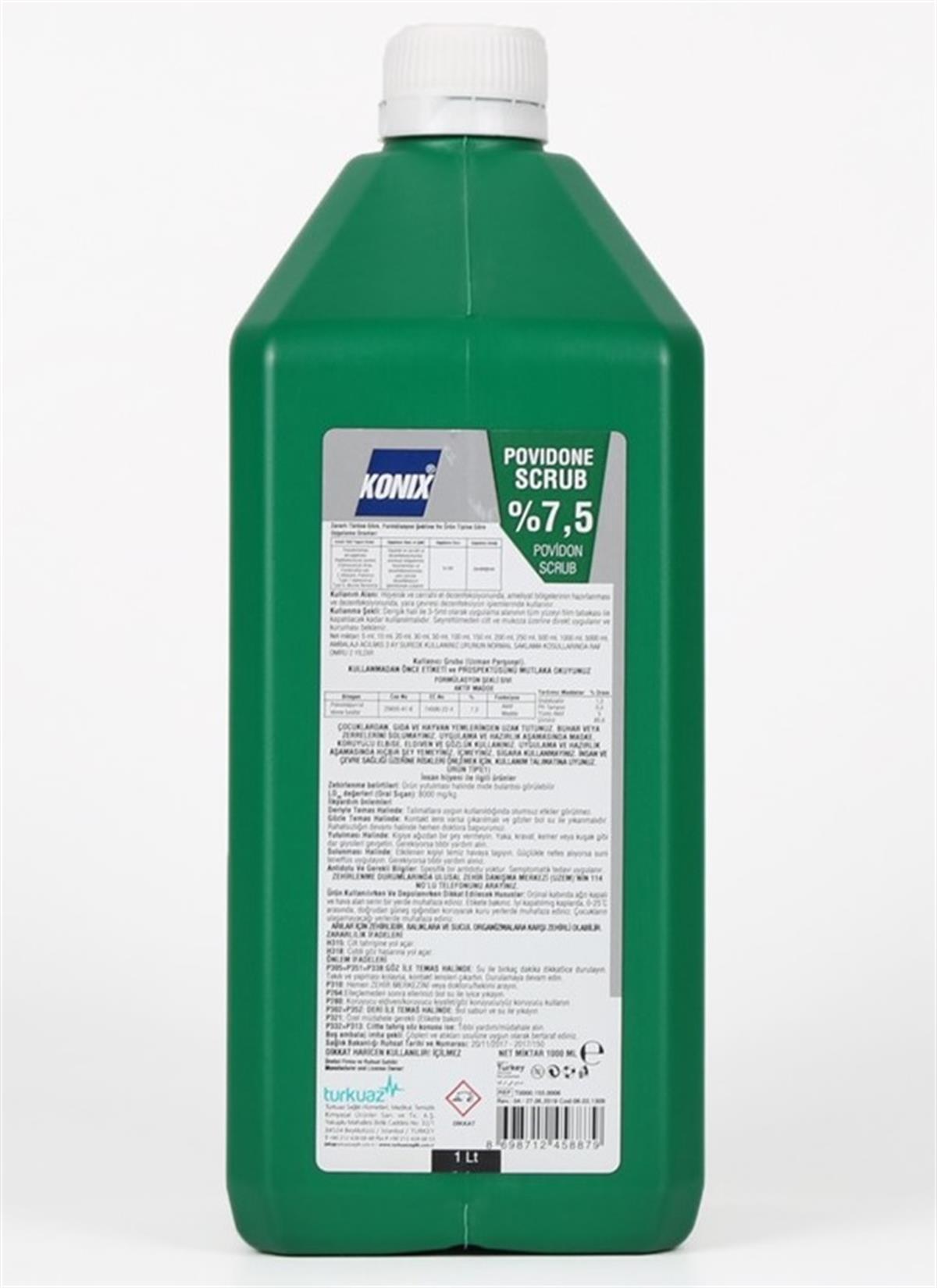 Konix 1Lt Povidone Iodine %7,5 Scrub Yedek Kapaklı