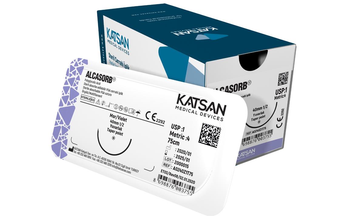 Alcasorb (PGA) Emilebilir İplik 1 30mm 75Cm 1/2 Keskin 12'li