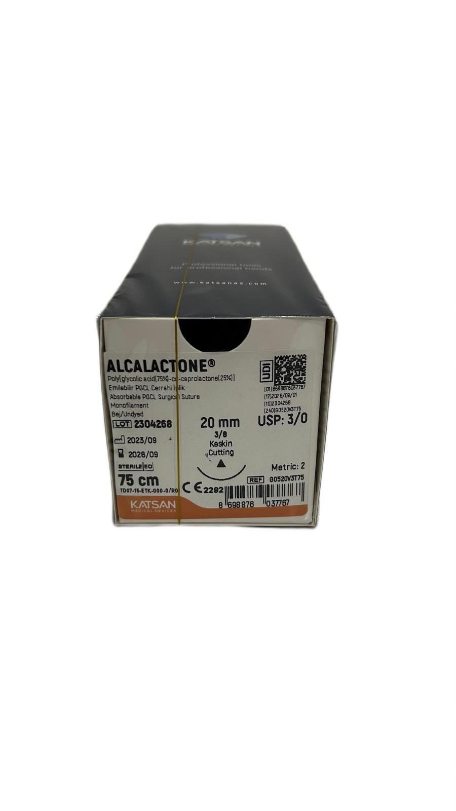 Katsan Alcalactone PGCL Steril Cerrrahi Emilebilir İplik 3/0 20mm 3/8 Keskin 75 cm 12'li 