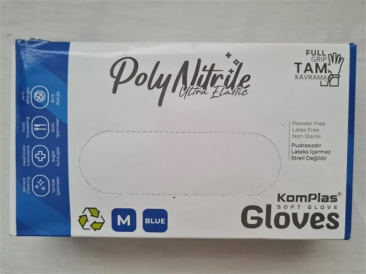 Polynitrile Eldiven Mavi-Siyah M Beden