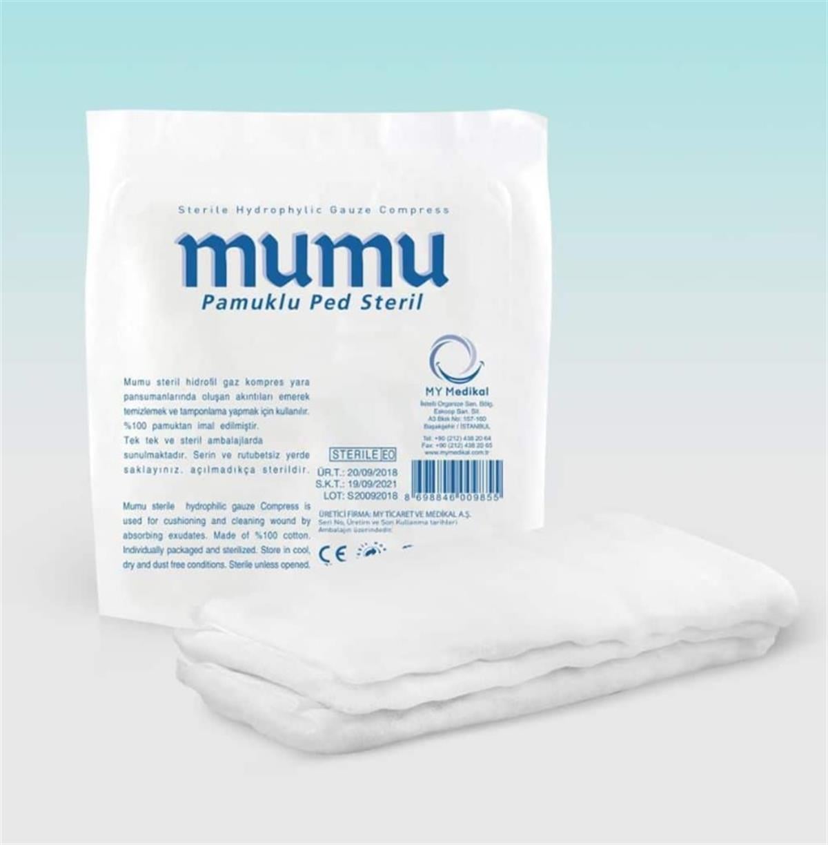 Steril Pamuklu Ped 10cm x 20cm Steril Tekli Paket
