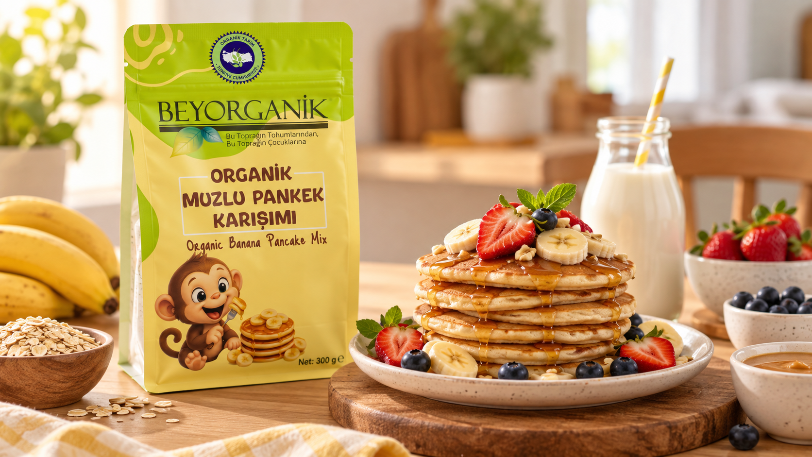 Organik Muzlu Pankek Karışımı ile Pratik Kahvaltı Fikirleri