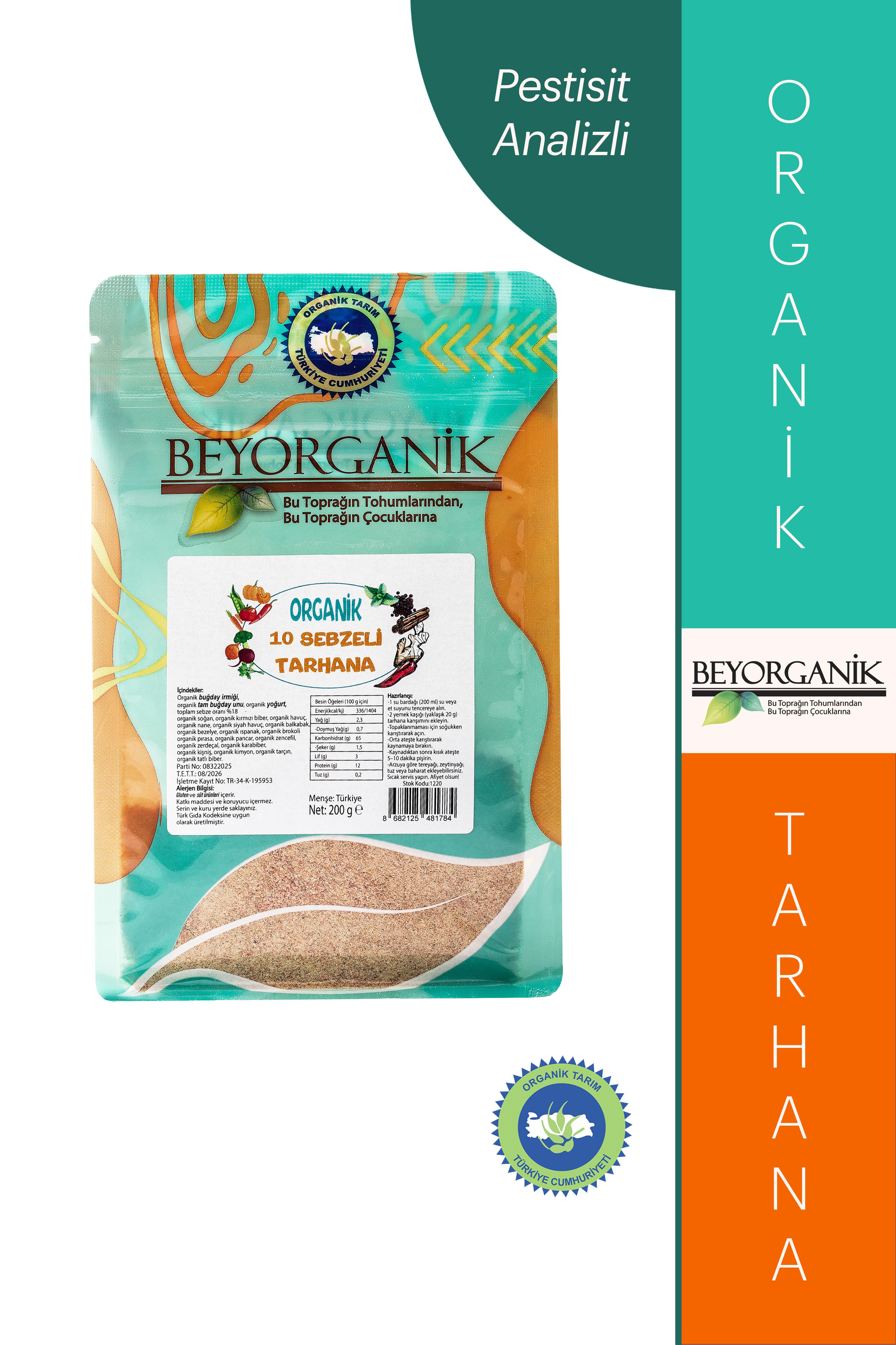 Organik 10 Sebzeli Tarhana (PESTİSİT VE AFLATOKSİN ANALİZLİ) 200gr