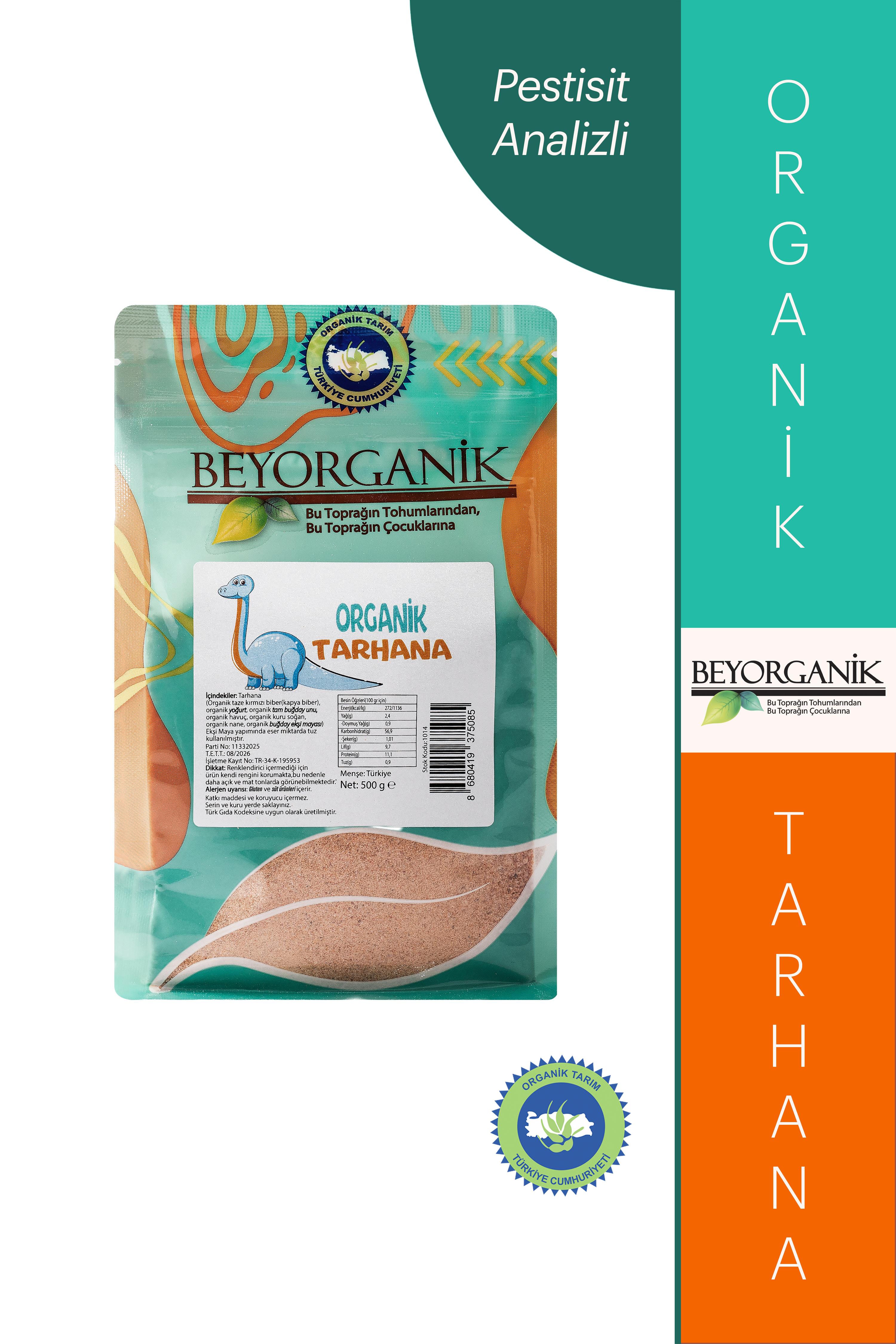Organik Bebek Tarhanası  500gr TUZSUZ    (Pestisit ve Aflatoksin Analizli)  