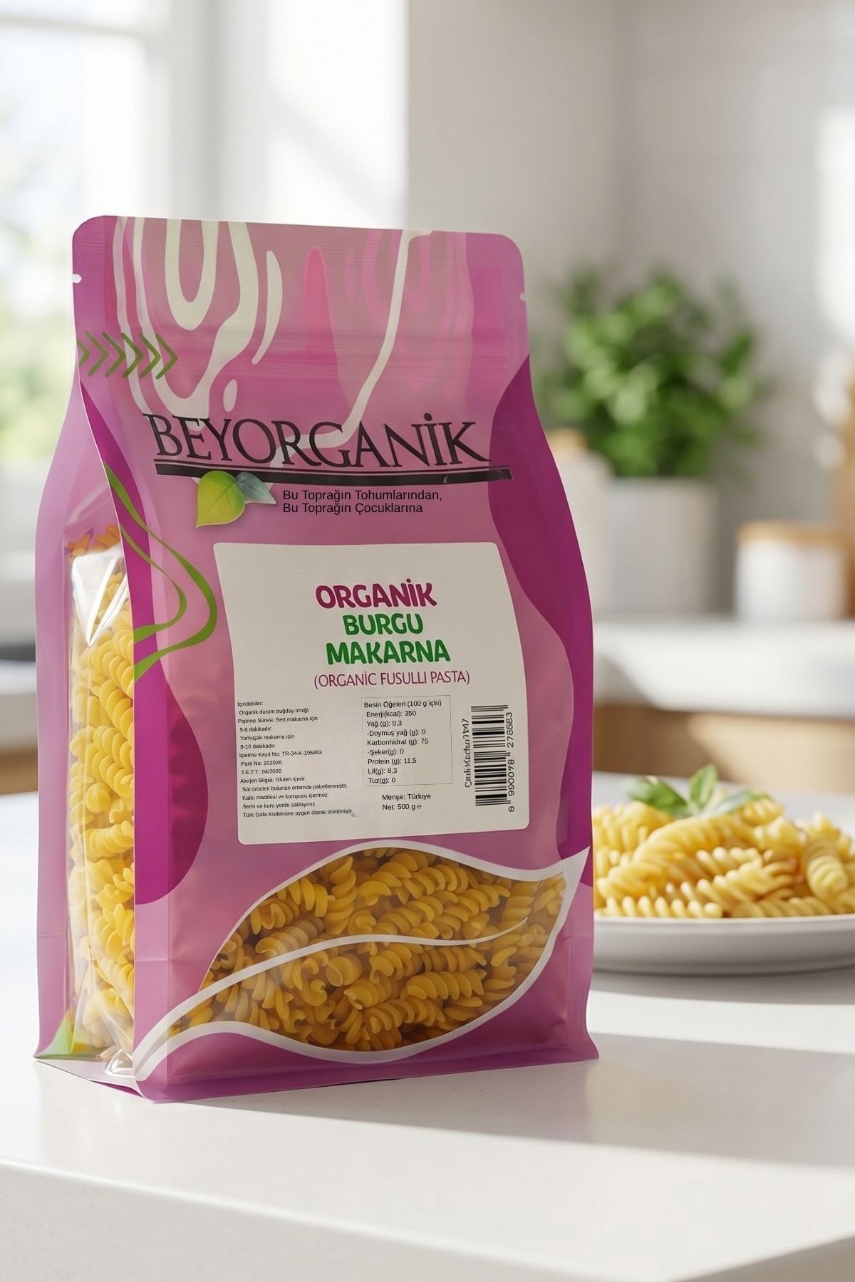 Organik Burgu Makarna 500gr (Pestisit ve Aflatoksin Analizli)