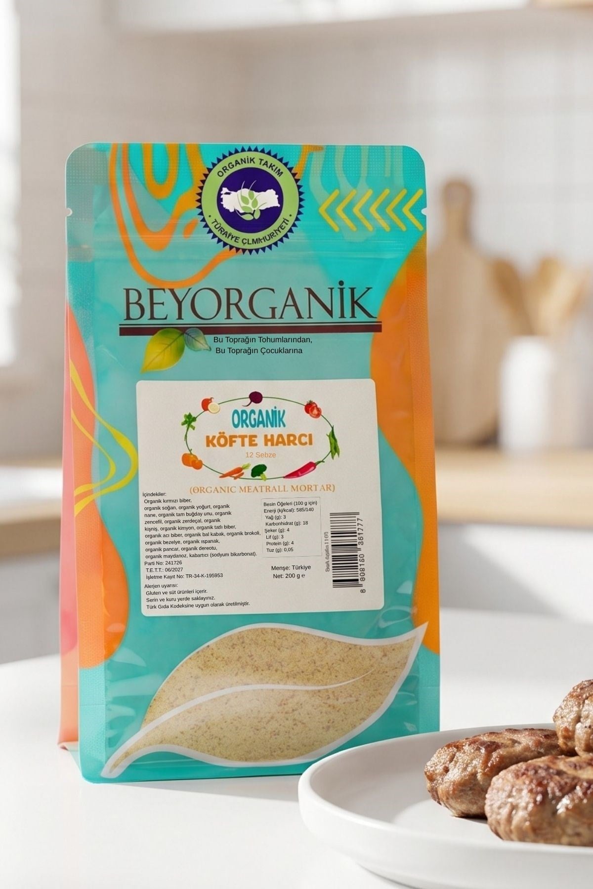 Organik Köfte Harcı Sebzeli 200gr   (PESTİSİT VE AFLATOKSİN ANALİZLİ)  