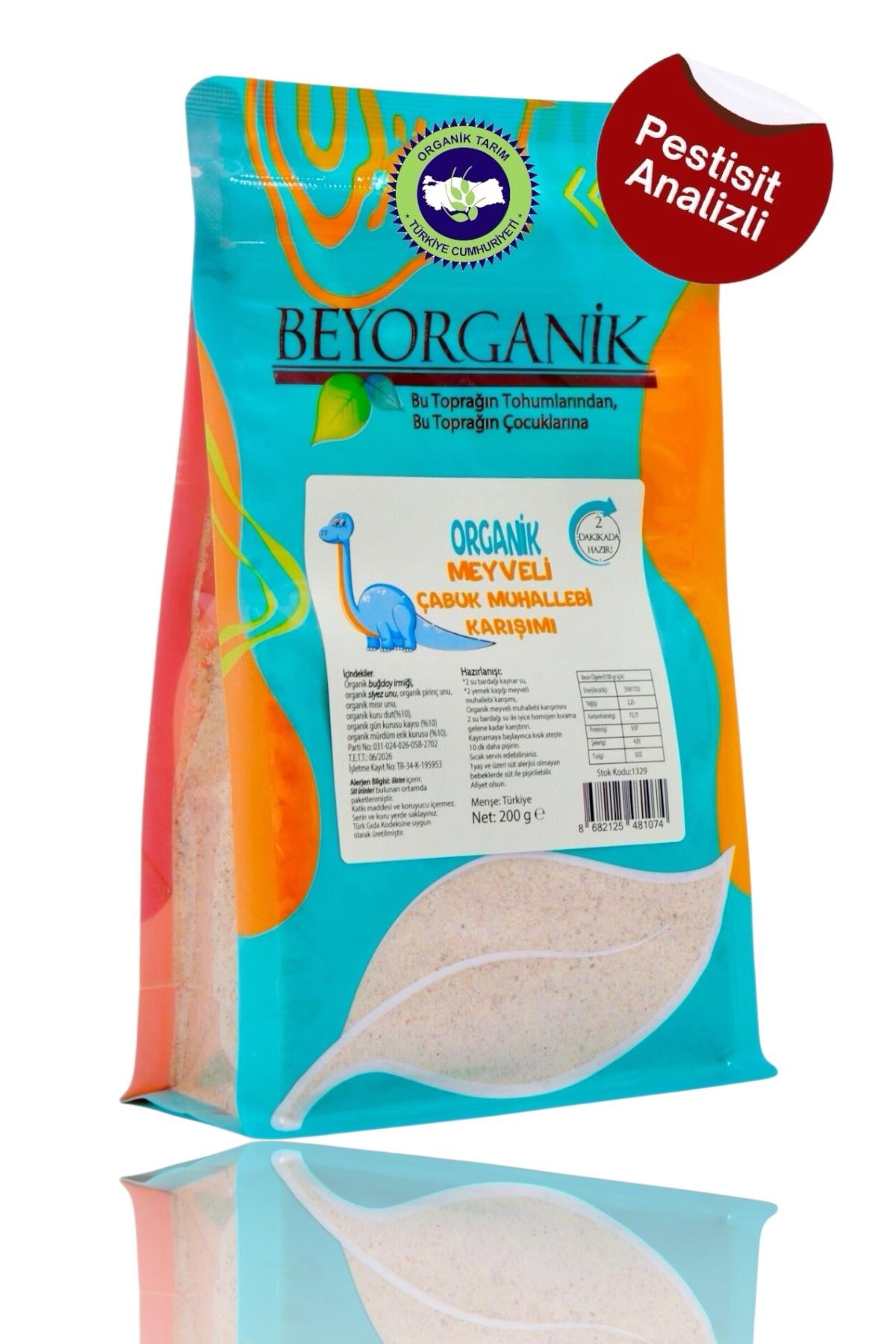 Organik Meyveli Muhallebi Karışımı 200gr Organik Mürdüm Erik, Organik Dut, Organik Gün Kurusu +6ay  (PESTİSİT VE AFLATOKSİN ANALİZLİ)