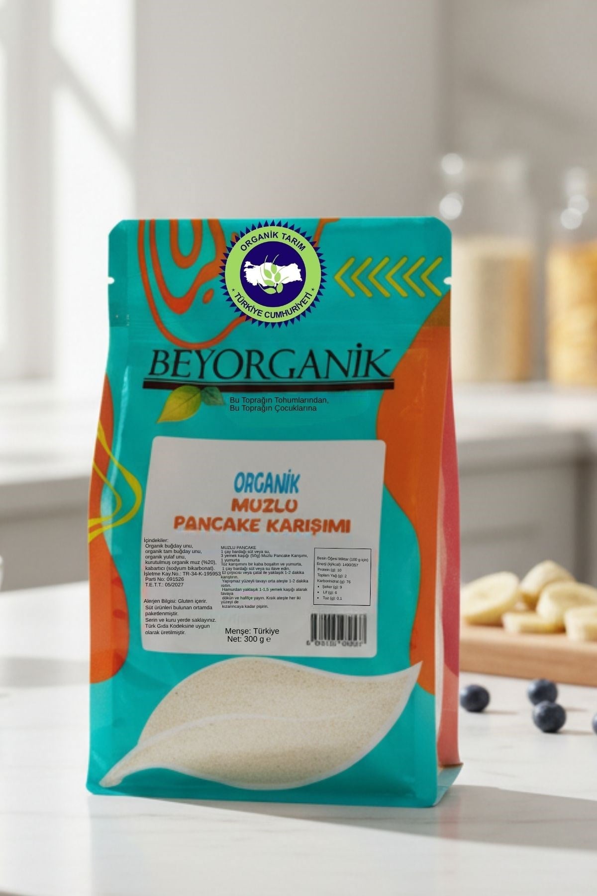 Organik Muzlu Pankek Karışımı 300 gr  (PESTİSİT VE AFLATOKSİN ANALİZLİ)