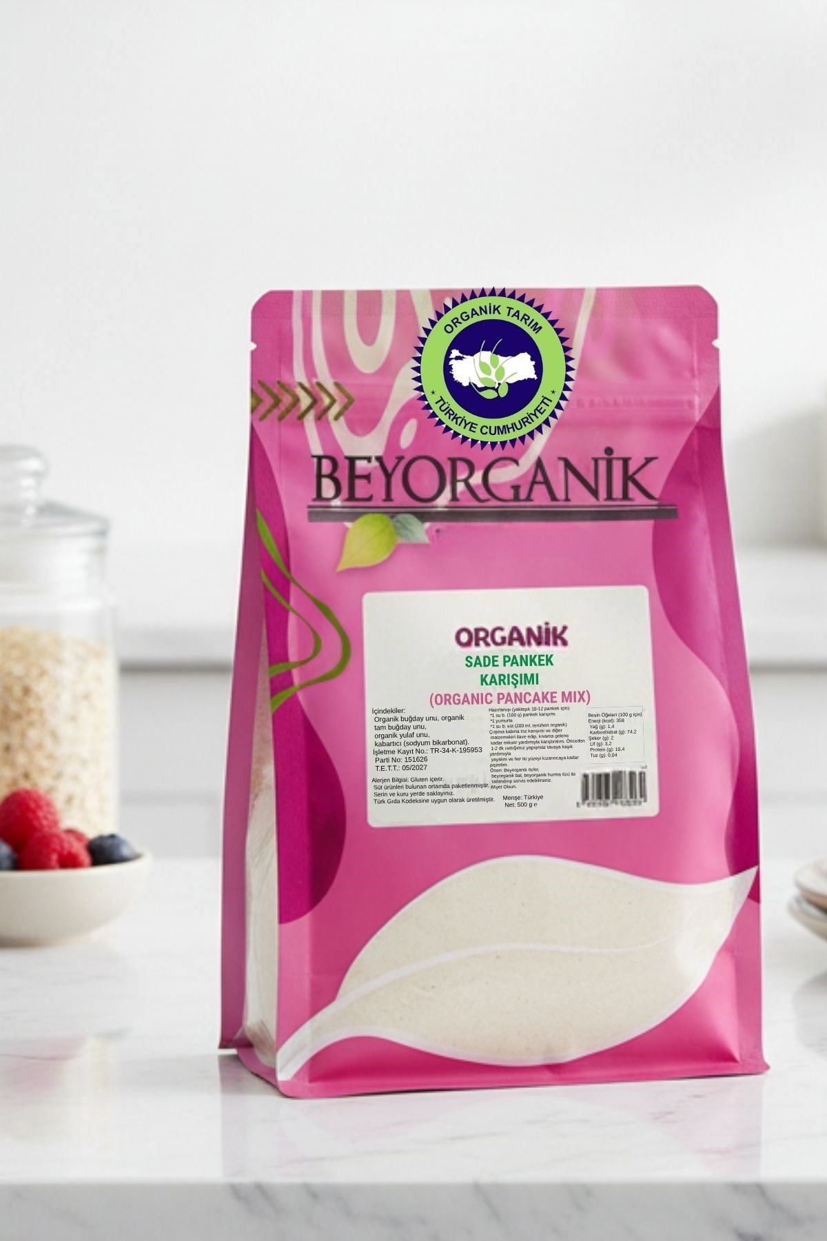 Organik Sade Pankek karışımı 500gr  (PESTİSİT VE AFLATOKSİN ANALİZLİ)