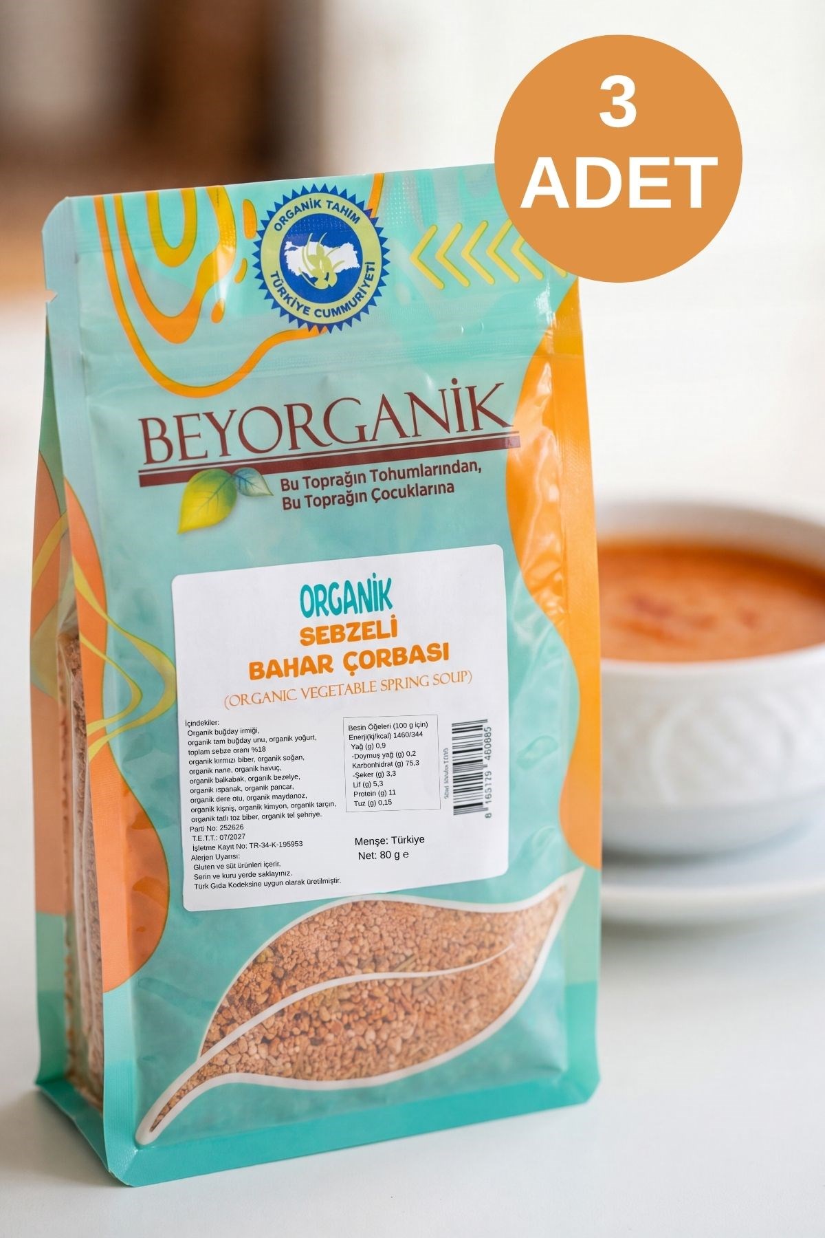 Organik SEBZELİ BAHAR ÇORBASI 80gr           10 Dakika Hazır 3adet       (PESTİSİT VE AFLATOKSİN ANALİZLİ)   
