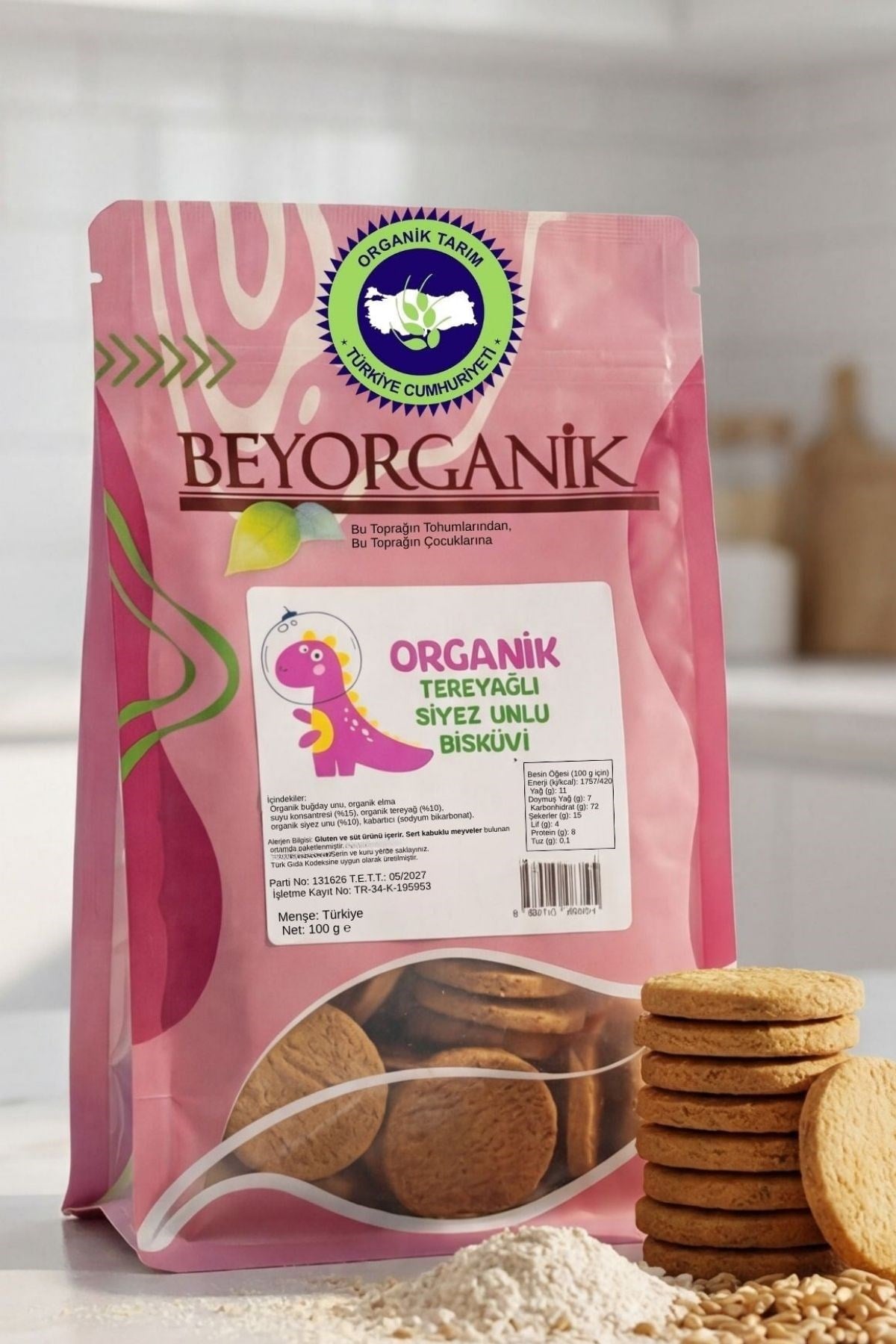 Organik Tereyağlı Siyez Unlu Bisküvi 100gr