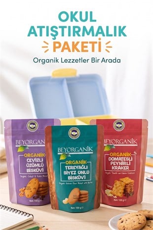  Organik Okul Atıştırmalık Paketi 3'lü (Bisküvi)