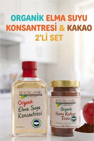 Organik Elma Suyu Konsantresi ve Organik Kakao 2'li Set (Pestisit Analizli)