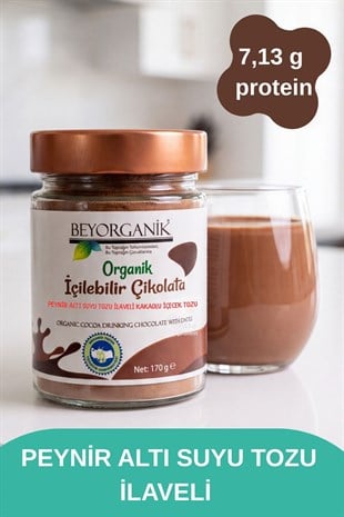 Organik İçilebilir Çikolata (PEYNİR ALTI SUYU TOZU İLAVELİ) 170gr