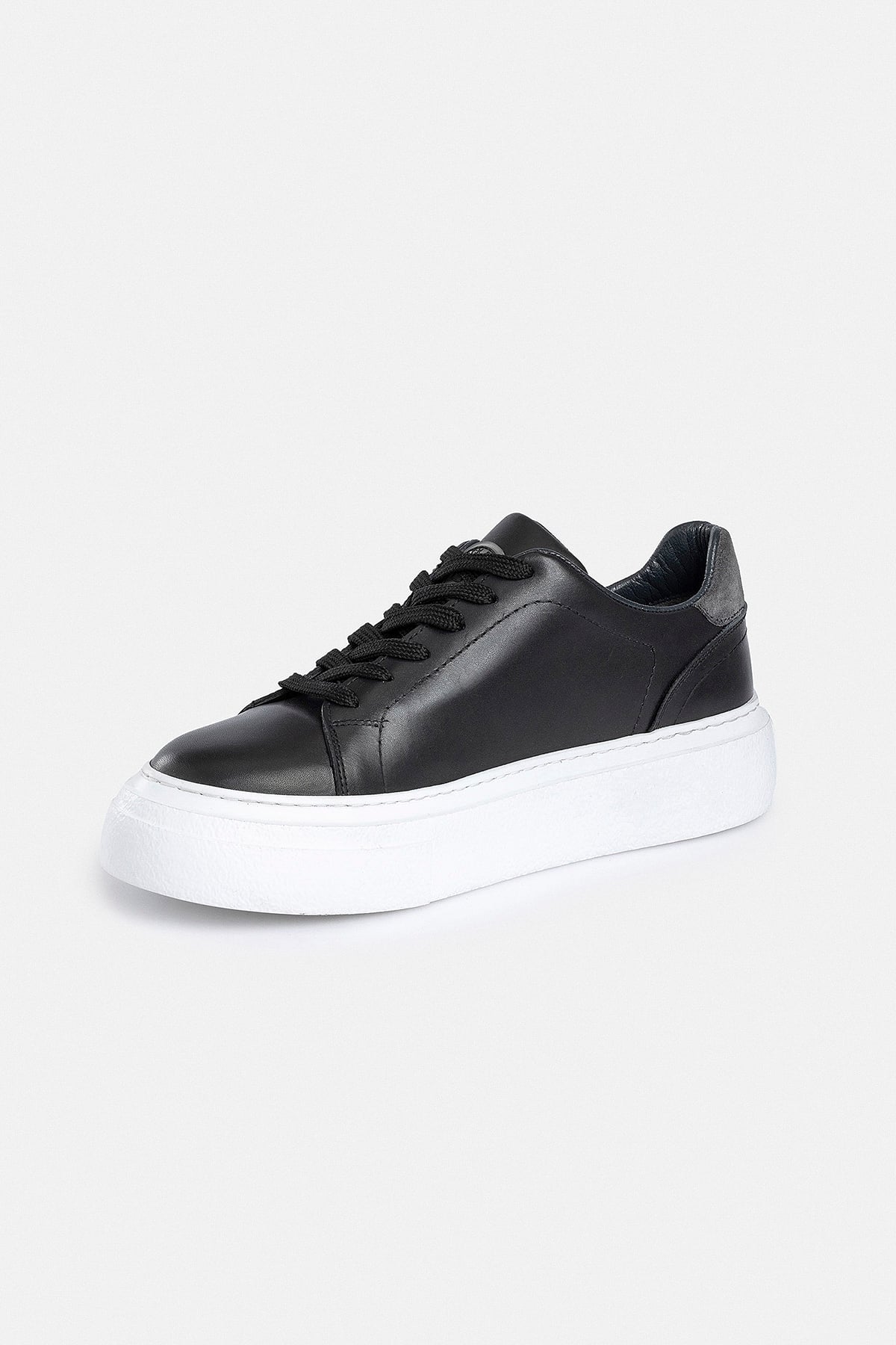 %100 Deri Termo Taban Siyah-Beyaz Erkek Sneaker Ayakkabı