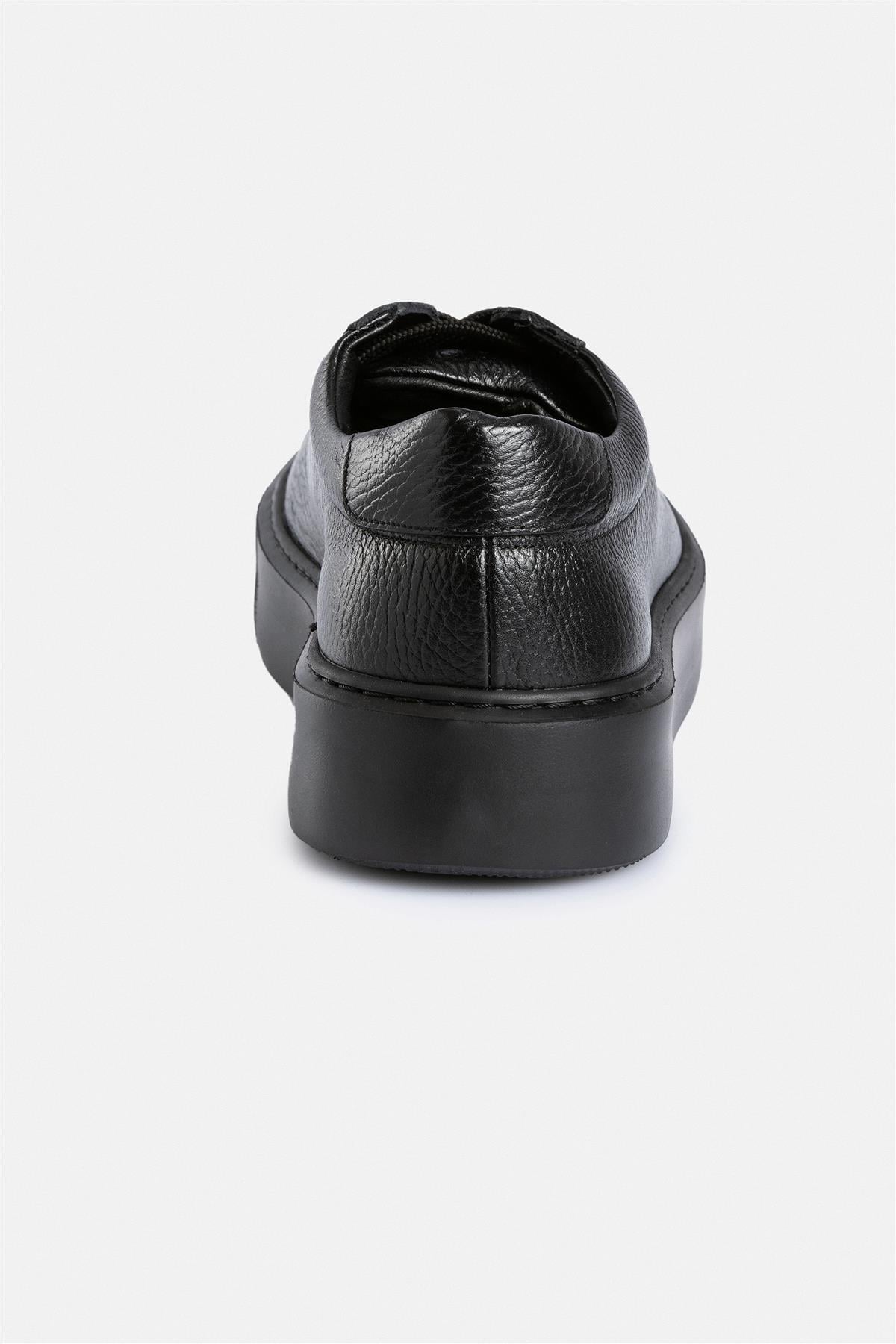 %100 Deri Termo Taban Siyah Erkek Sneaker Ayakkabı