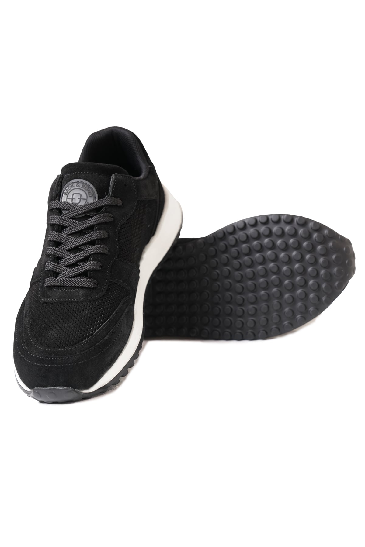 %100 Süet Deri Termo Taban Siyah Sneaker Ayakkabı