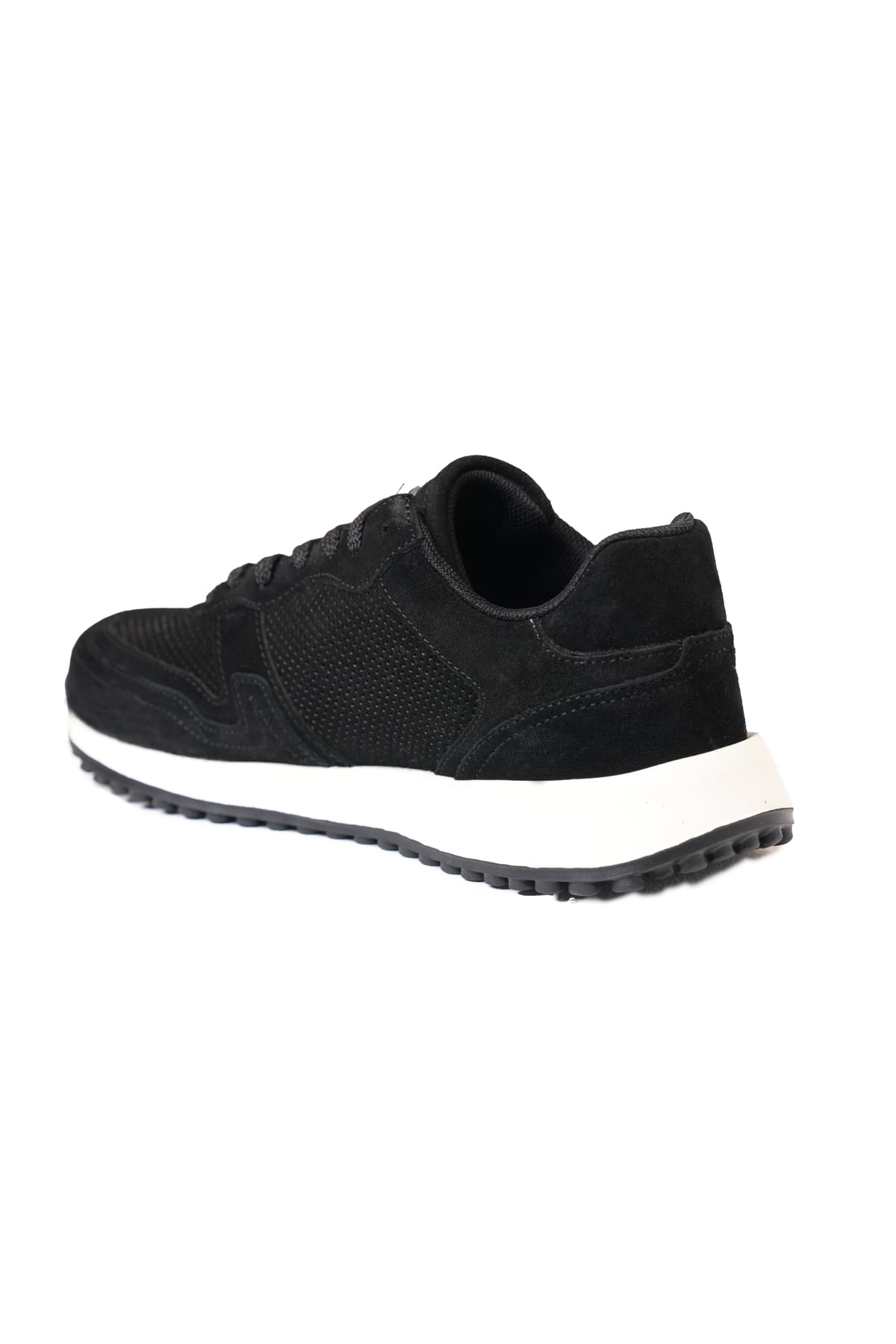 %100 Süet Deri Termo Taban Siyah Sneaker Ayakkabı