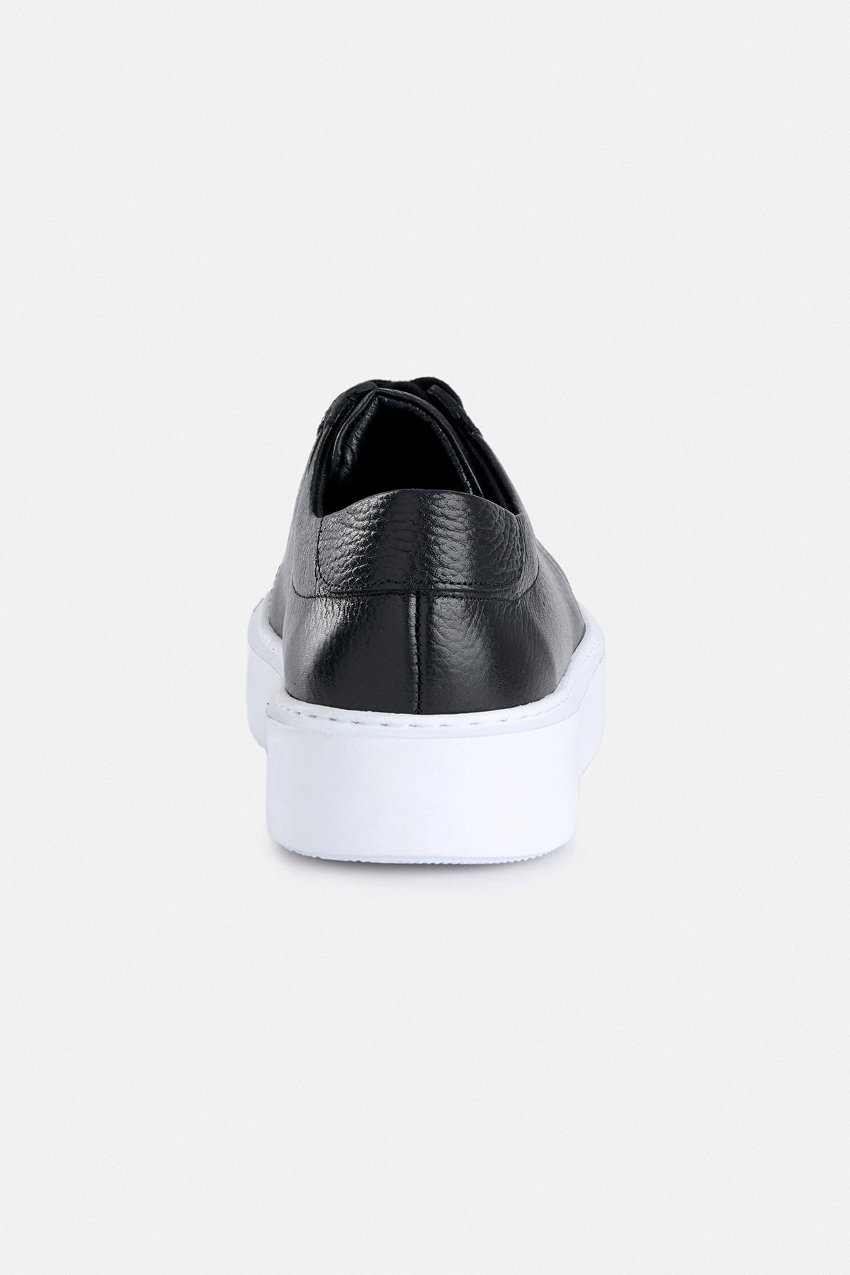 %100 Deri Siyah Bağcıklı Sneaker