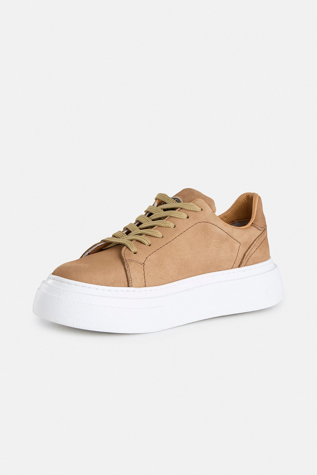 %100 Deri Bej Erkek Sneaker