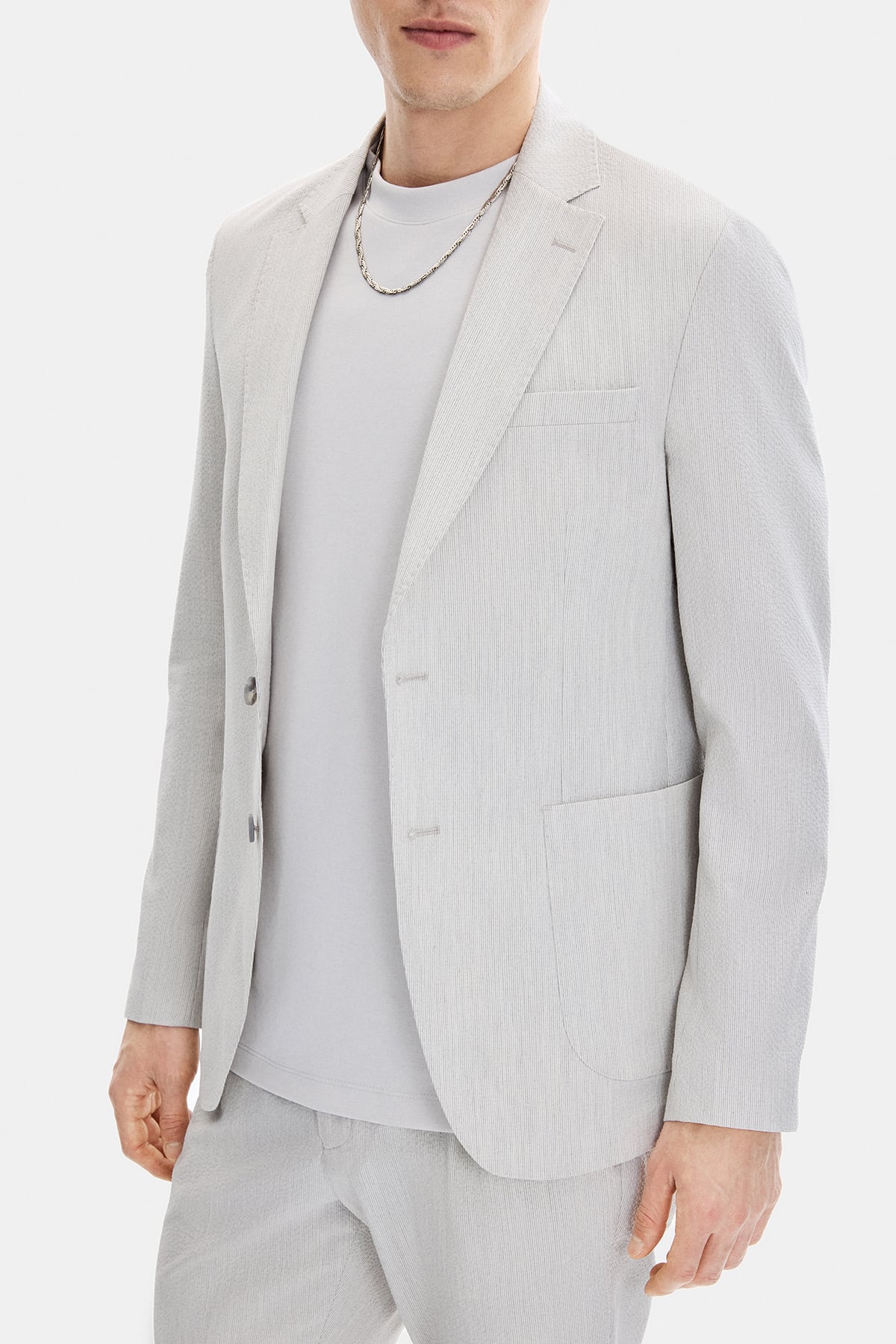 Açık Gri Mono Yaka Ceket