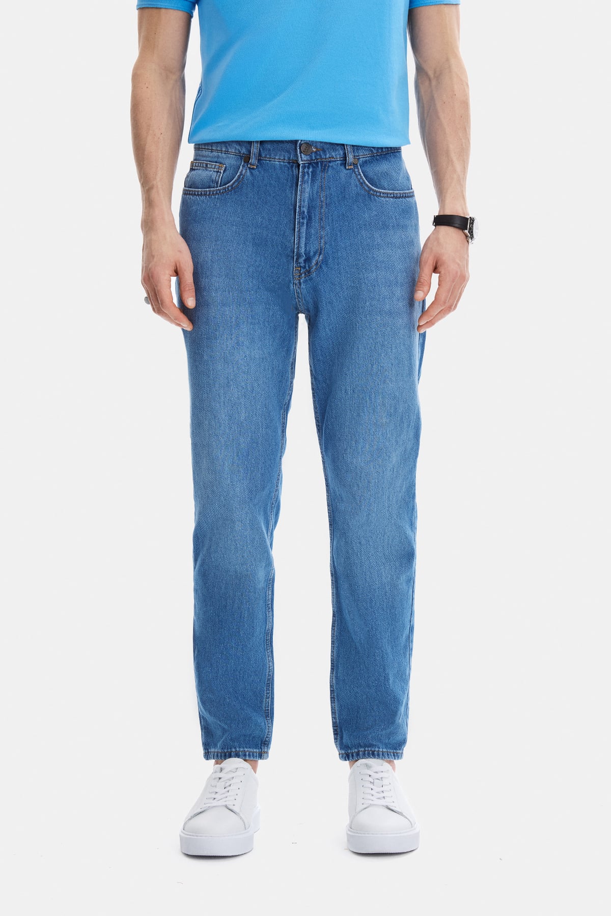 Açık Lacivert Tapered Fit Denim Pantolon