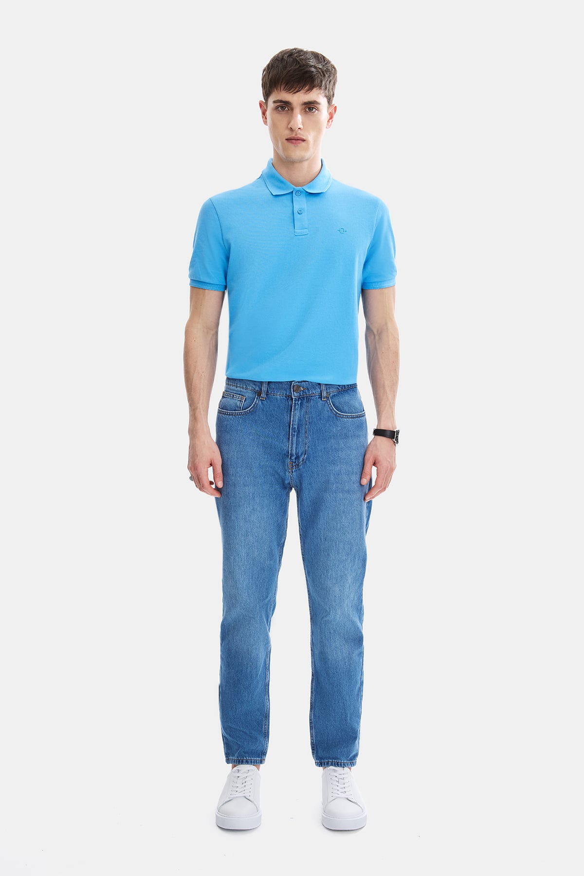 Açık Lacivert Tapered Fit Denim Pantolon