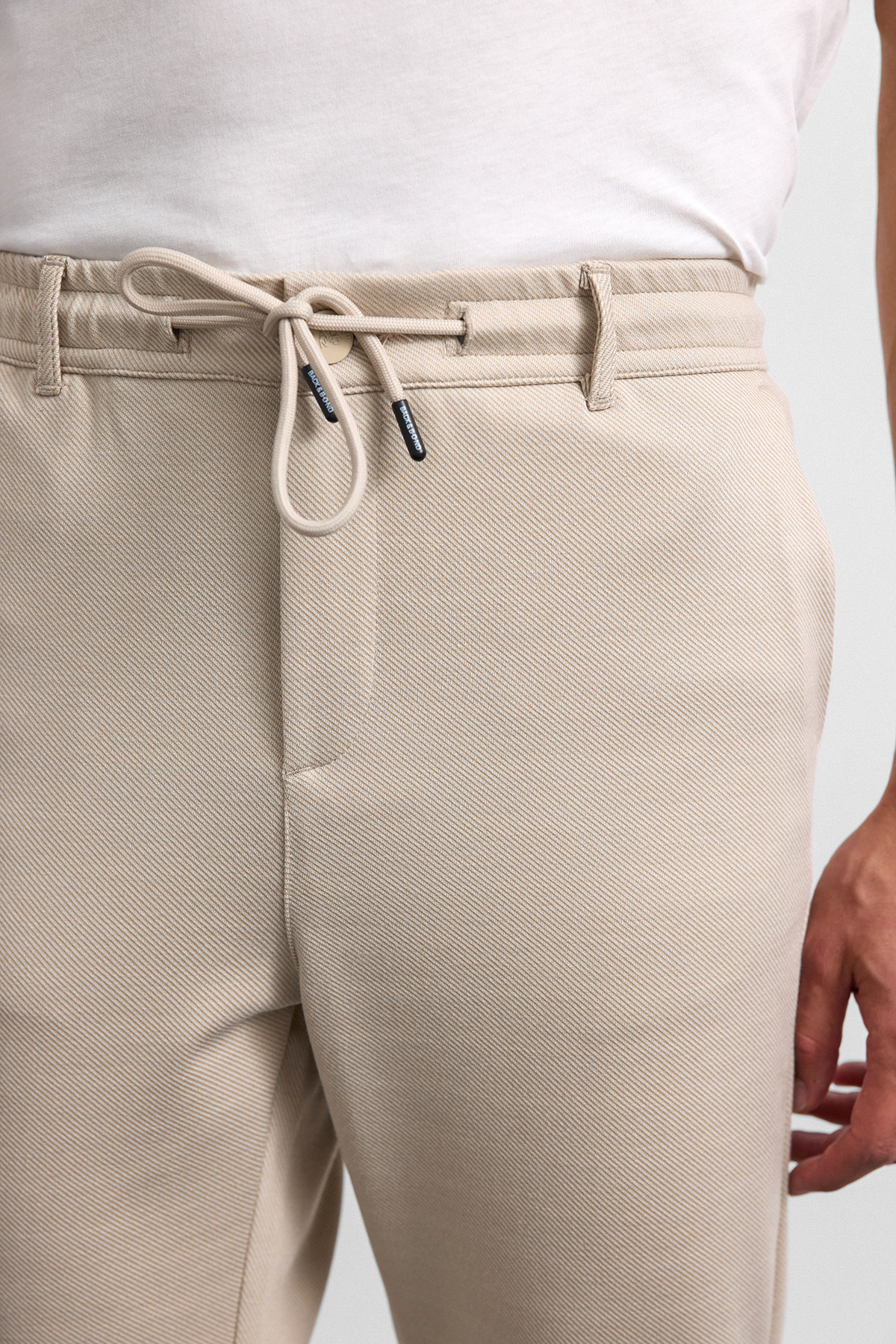 Bej Diagonel Jogger Örme Pantolon