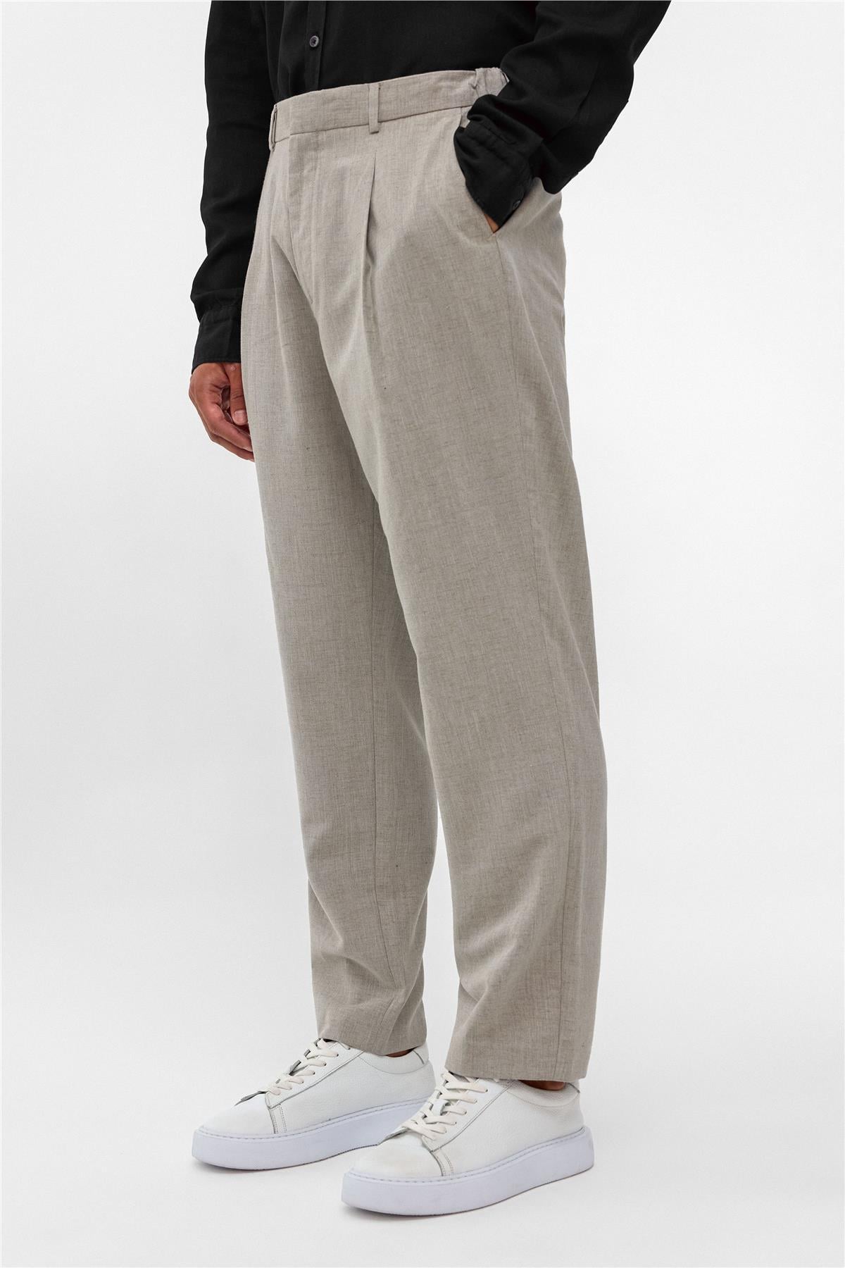 Gri Carrot Fit Beli Lastikli Pantolon