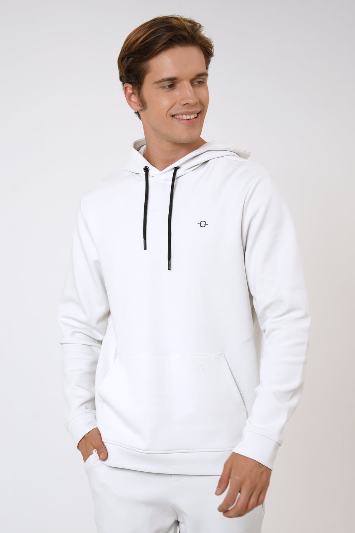 Açık Gri Regular Fit Pamuklu Kapüşonlu Sweatshirt 