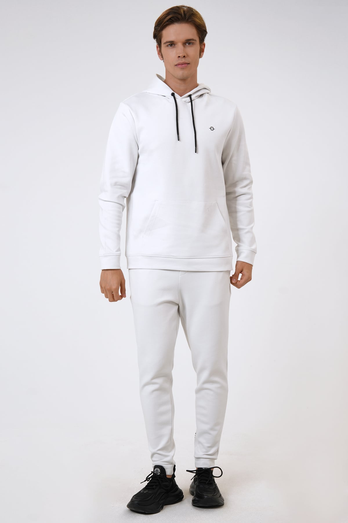 Açık Gri Regular Fit Pamuklu Kapüşonlu Sweatshirt 