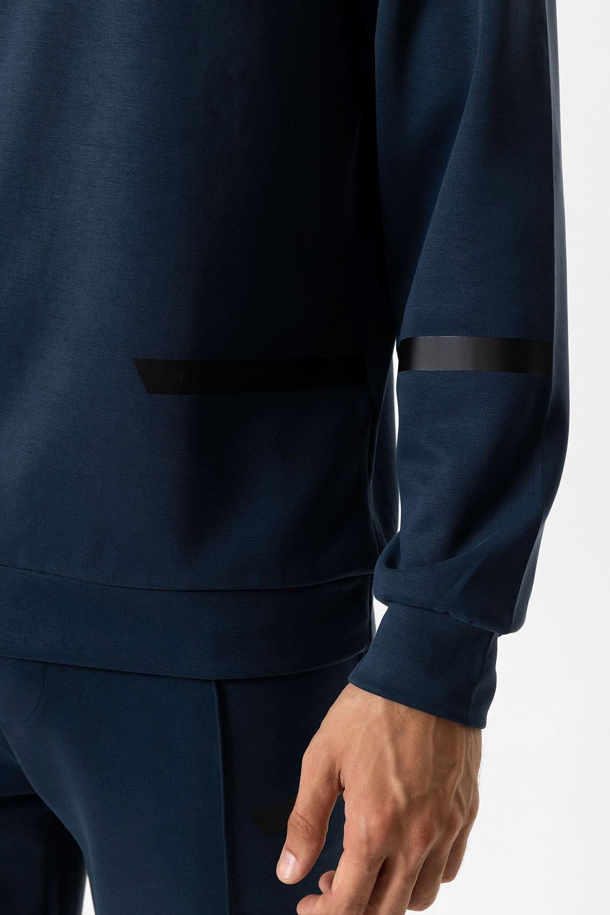 Lacivert Regular Fit Bisiklet Yaka Sweatshirt