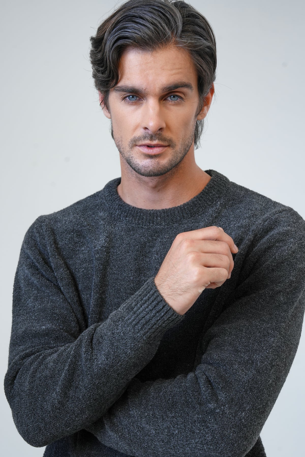 Antrasit Regular Fit Bisiklet Yaka Triko Kazak