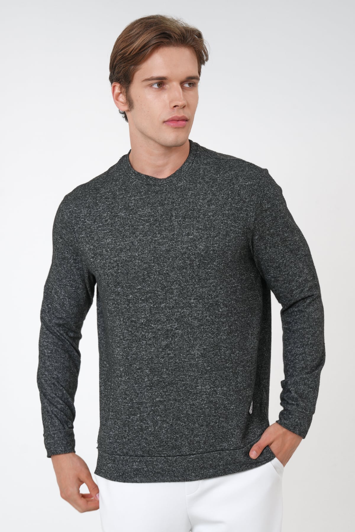 Anstrasit Regular Fit Yumuşak Dokulu Bisiklet Yaka Sweatshirt