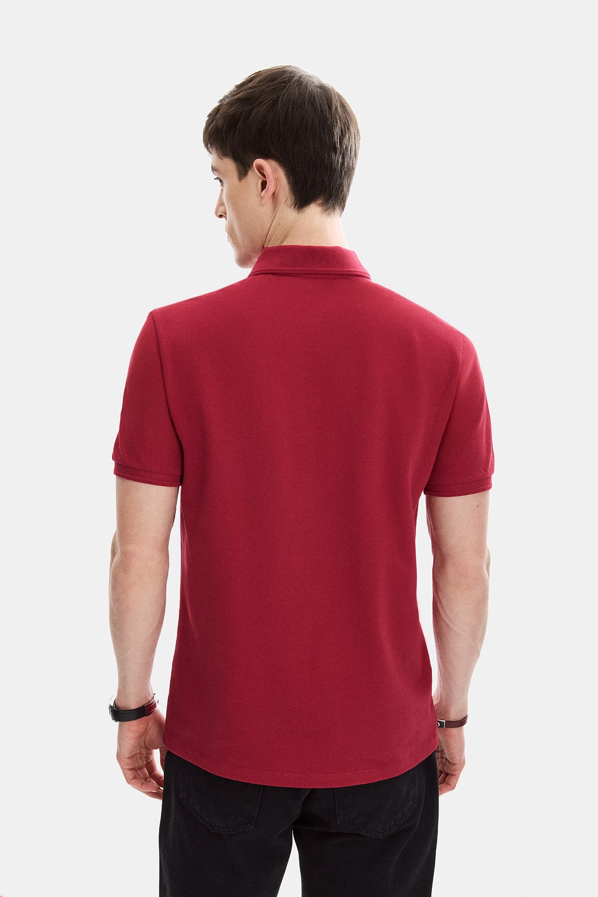 Bordo Regular Fit Örme Polo Yaka Tişört