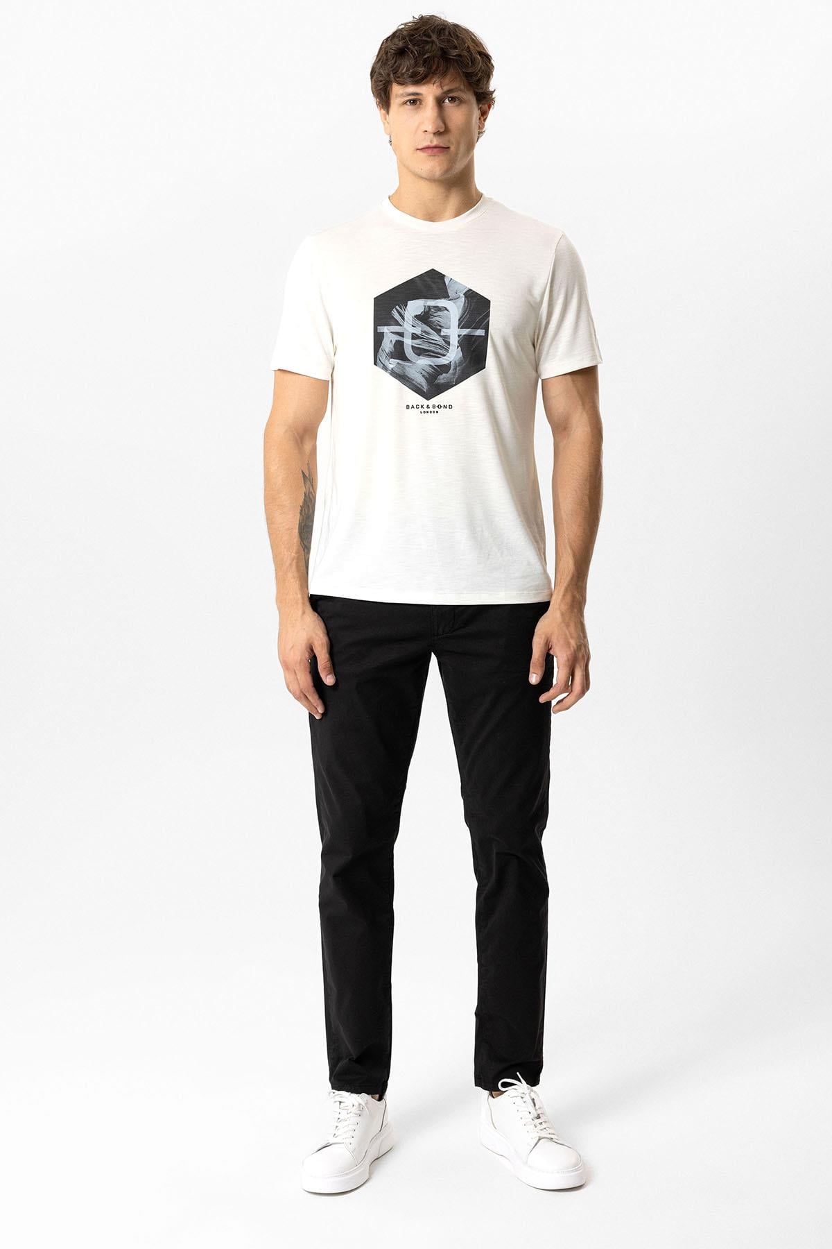 Siyah Slim Fit Pamuklu Yan Cep Chino Pantolon