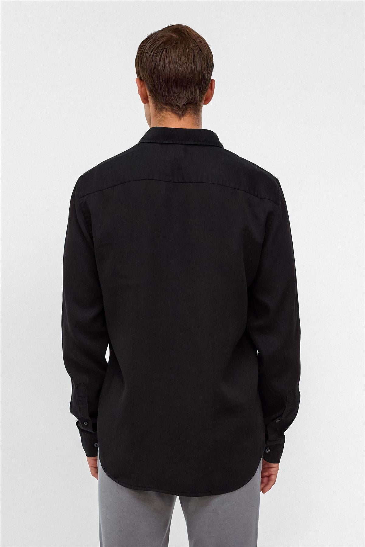 Siyah Regular Fit Denim Gömlek