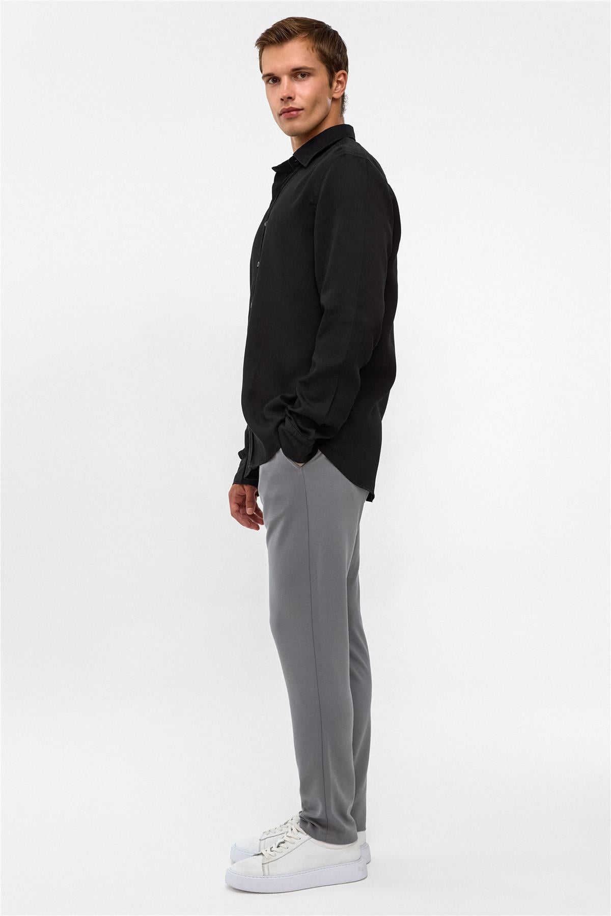 Siyah Regular Fit Denim Gömlek