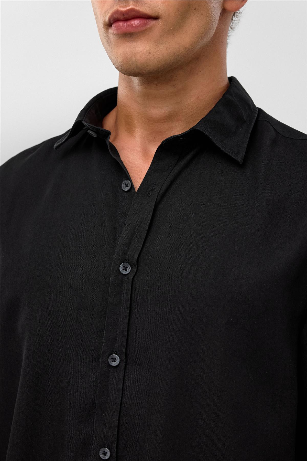 Siyah Regular Fit Denim Gömlek