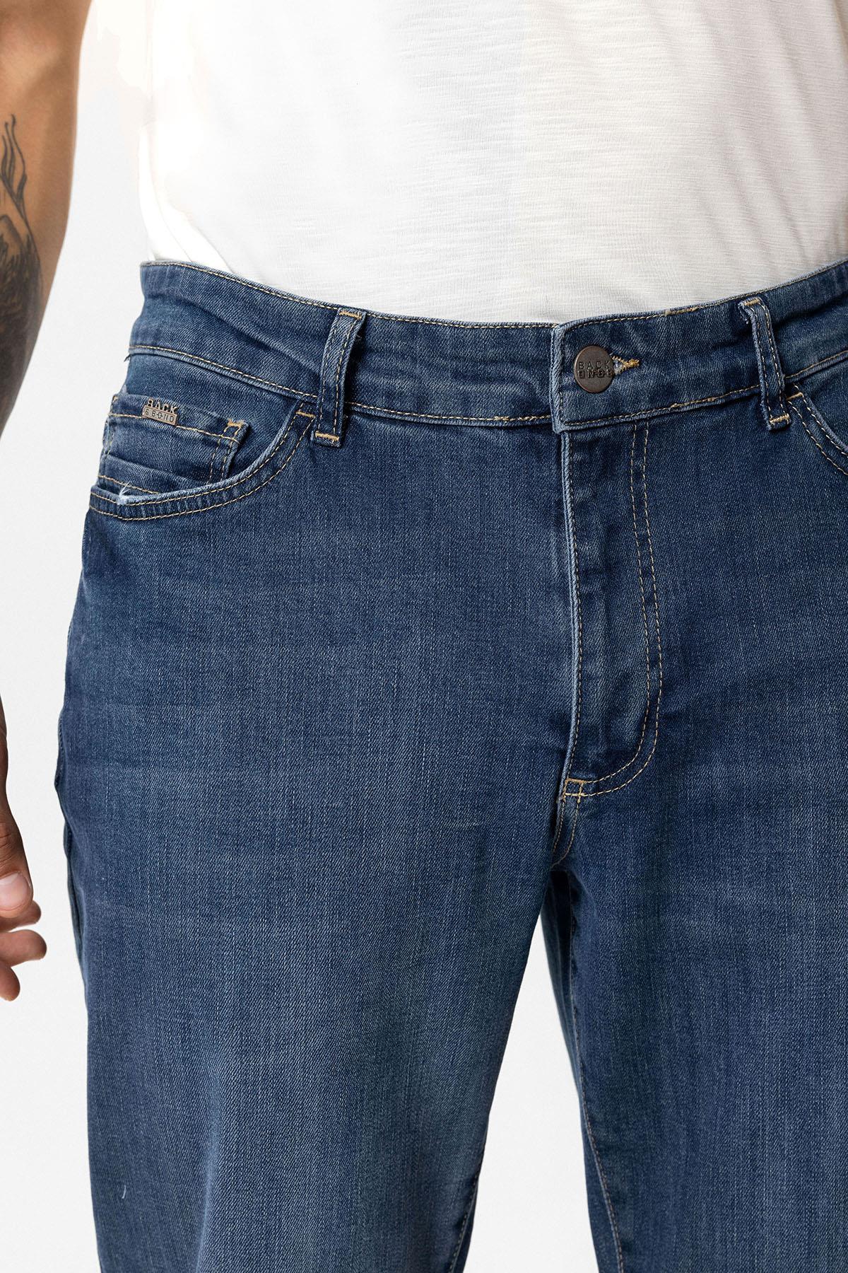 Açık Lacivert Slim Fit 5 Cepli Pamuklu Denim Pantolon