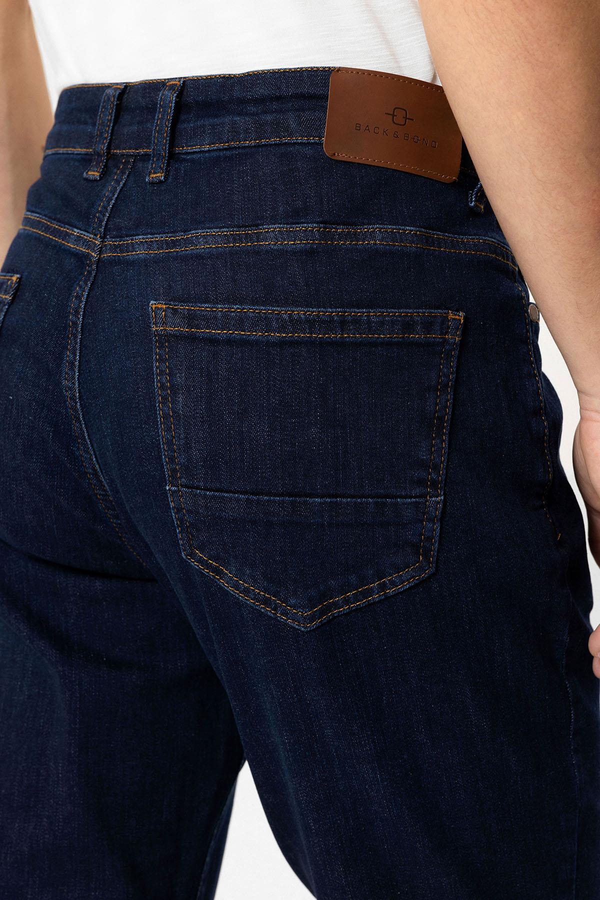 Koyu Lacivert Slim Fit 5 Cepli Pamuklu Denim Pantolon