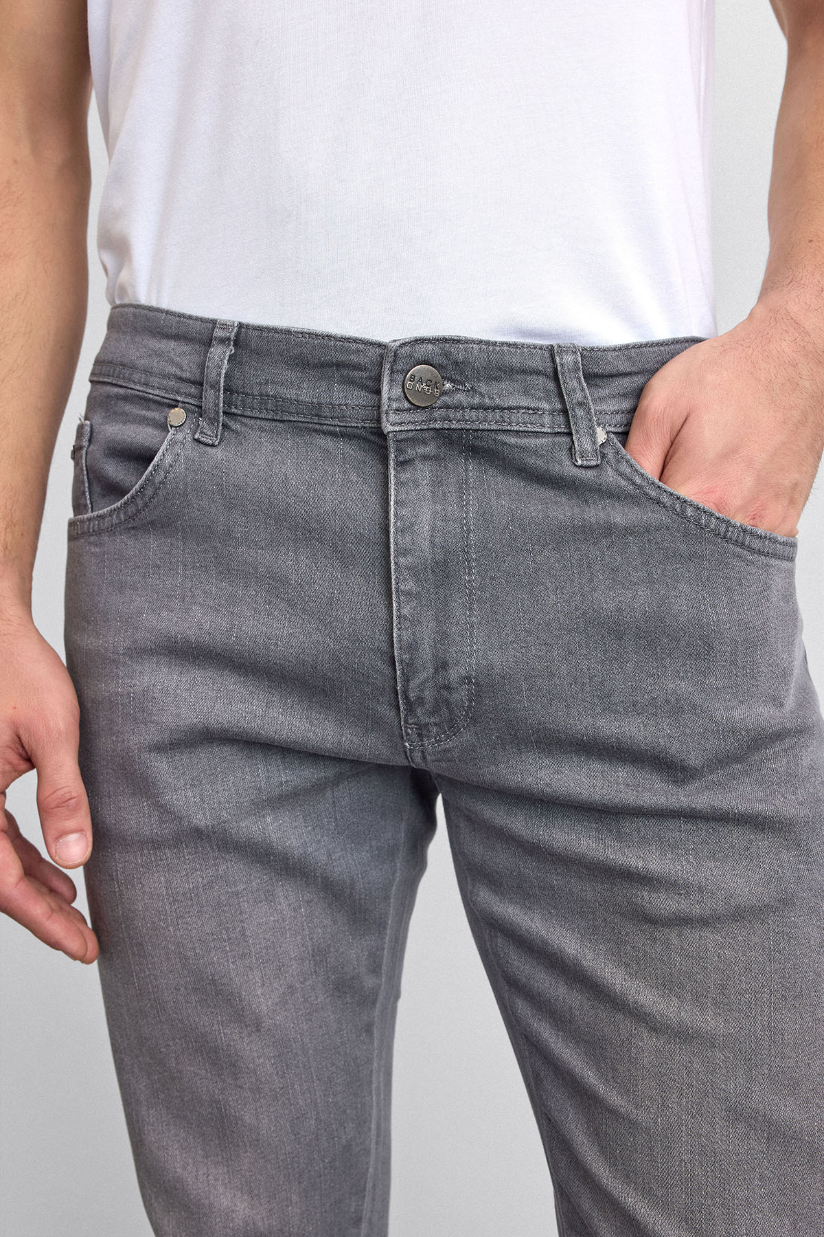 Gri Slim Fit Denim Pantolon